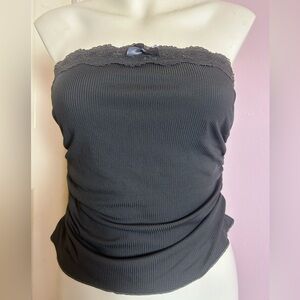 Dark grey ruched tube top